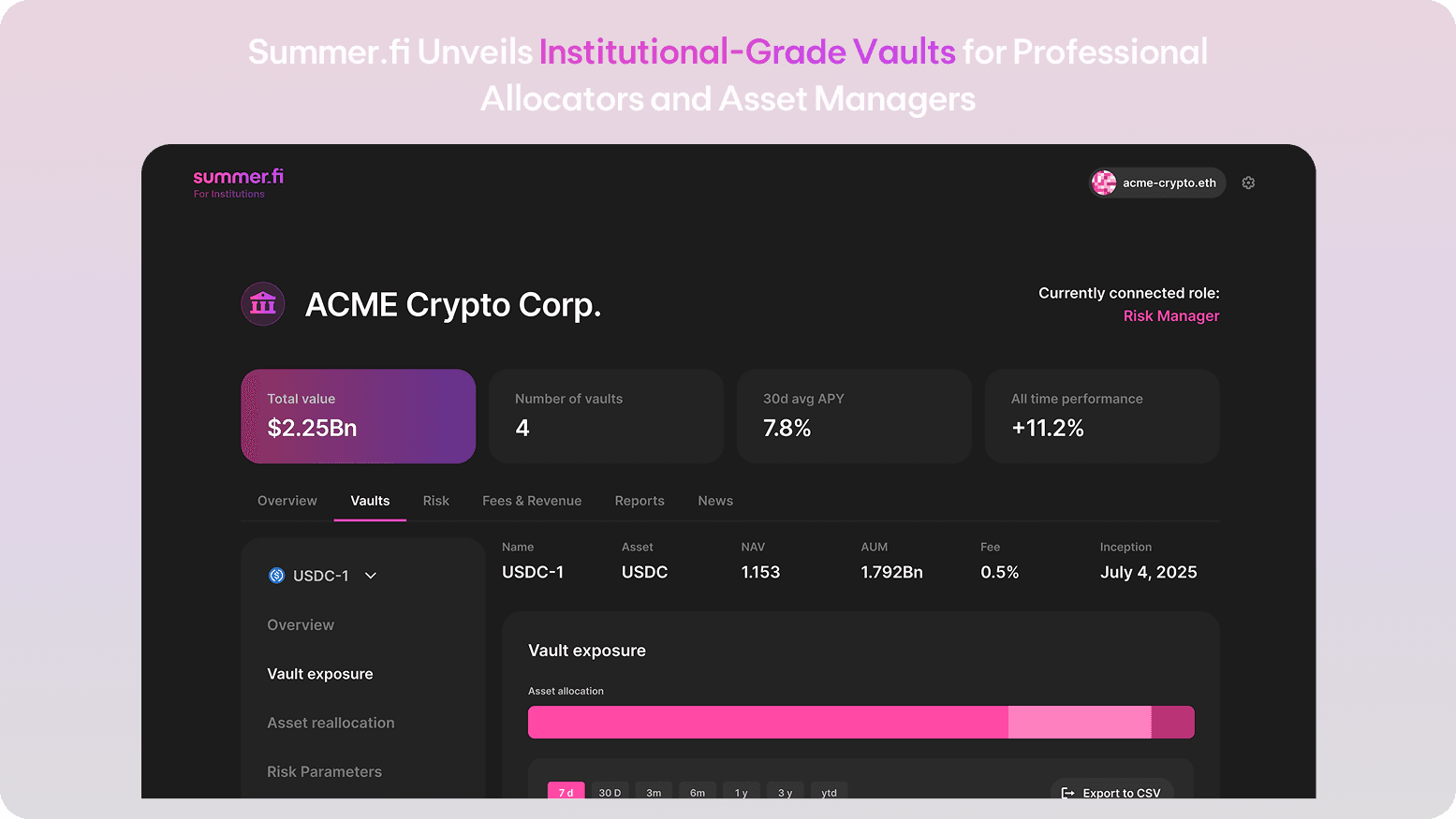Summer.fi Unveils Institutional-Grade Vaults for Professional Allocators and Asset Managers