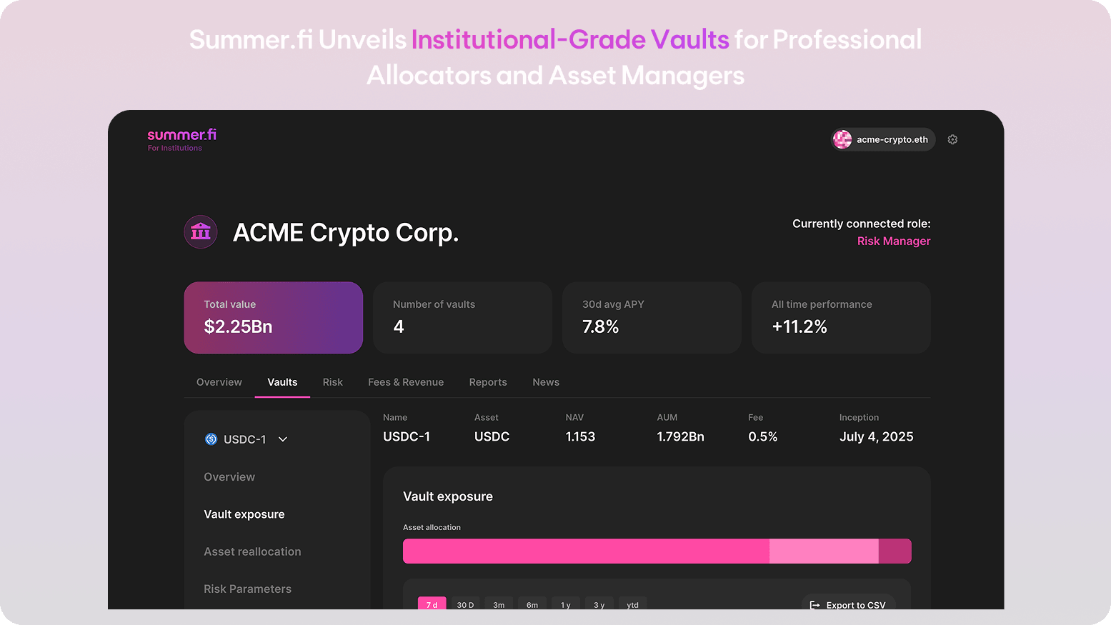 Summer.fi Unveils Institutional-Grade Vaults for Professional Allocators and Asset Managers