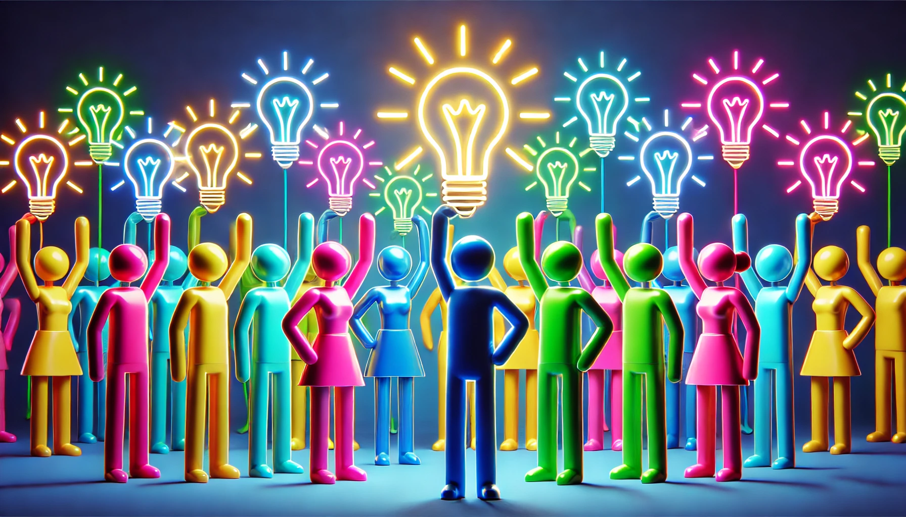 people with lightbulbs above them