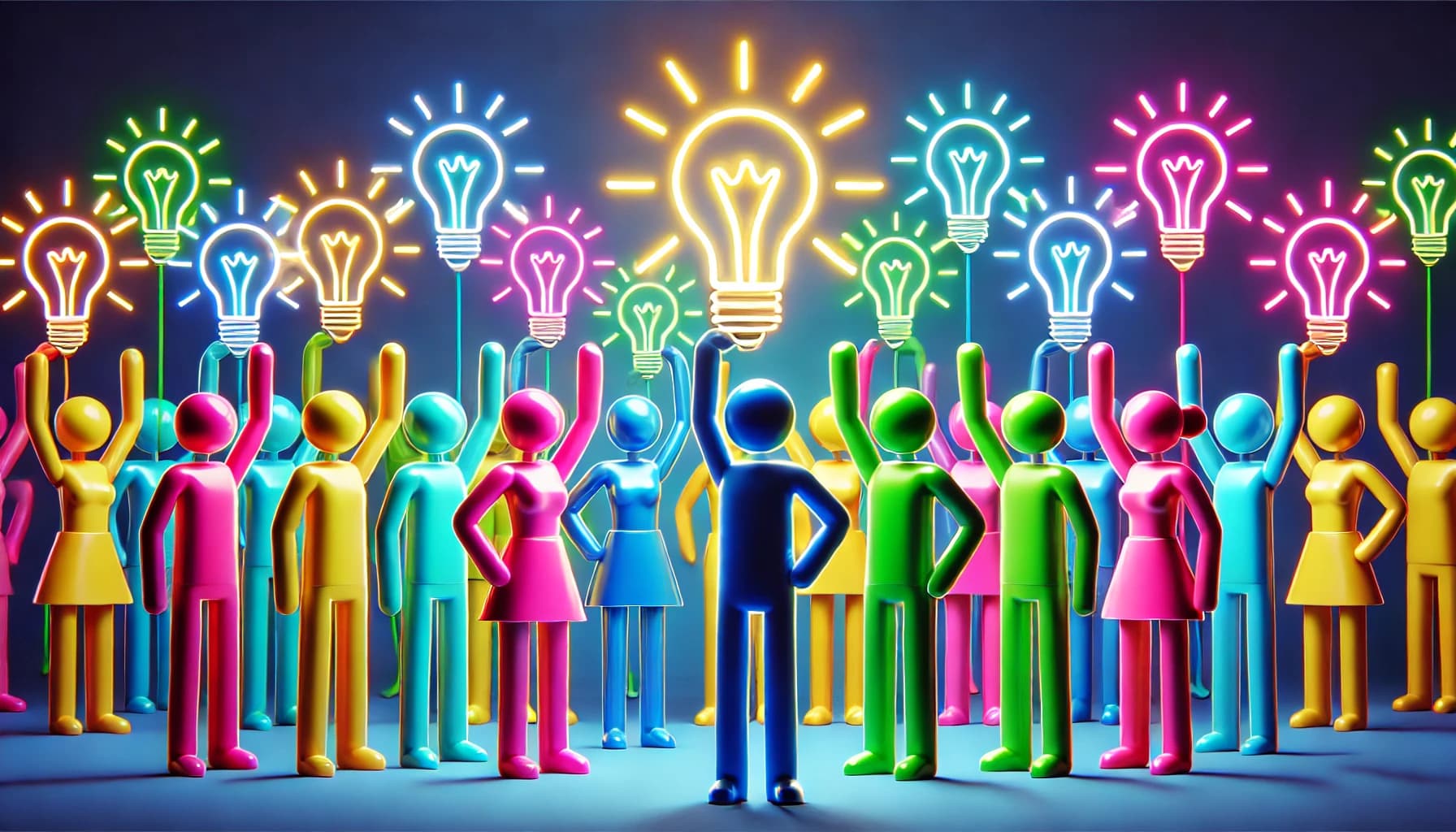 people with lightbulbs above them