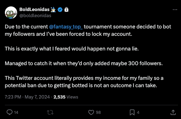 Tweet from BoldLeonidas