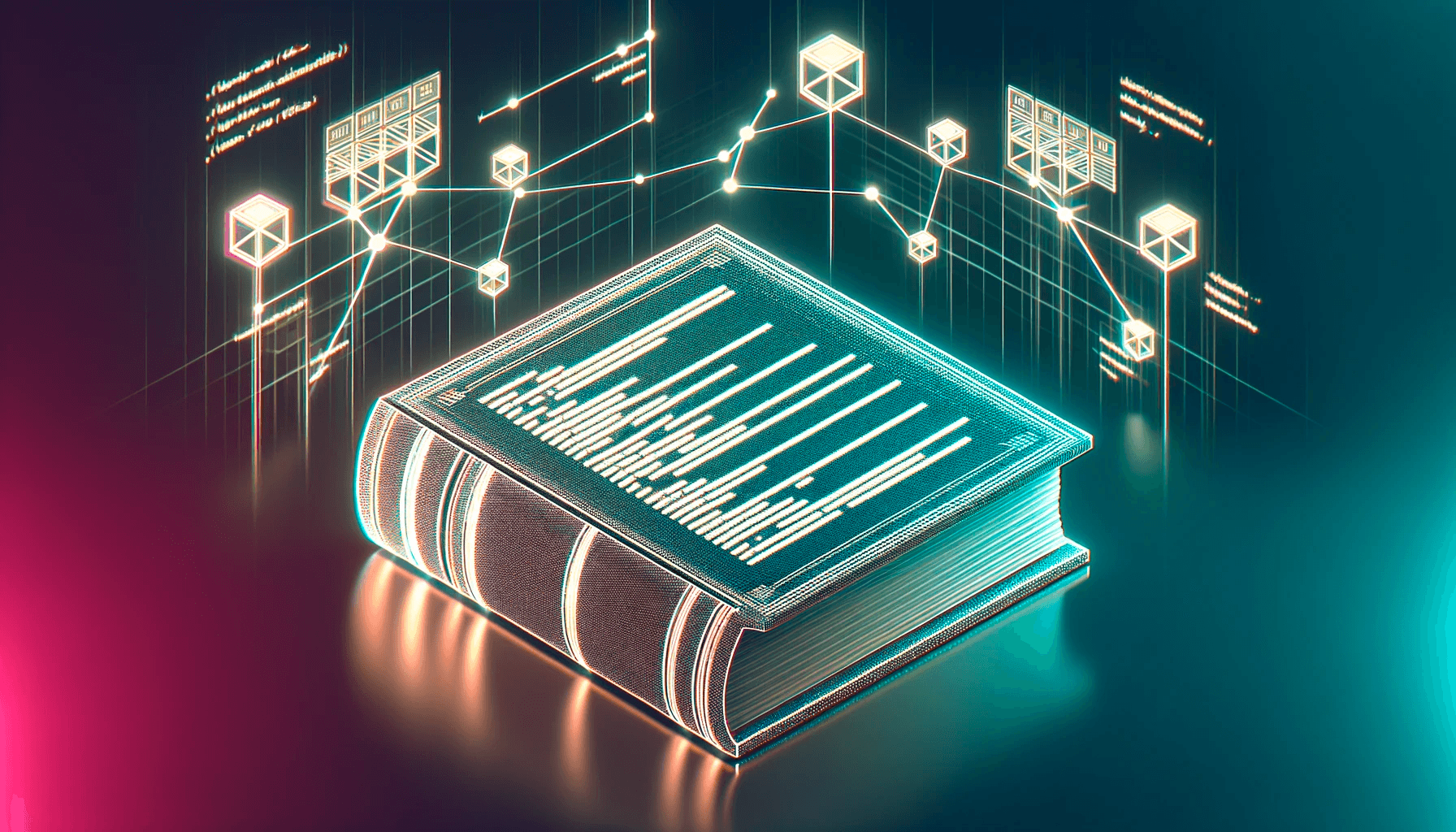 Image of law book with blockchains on background.