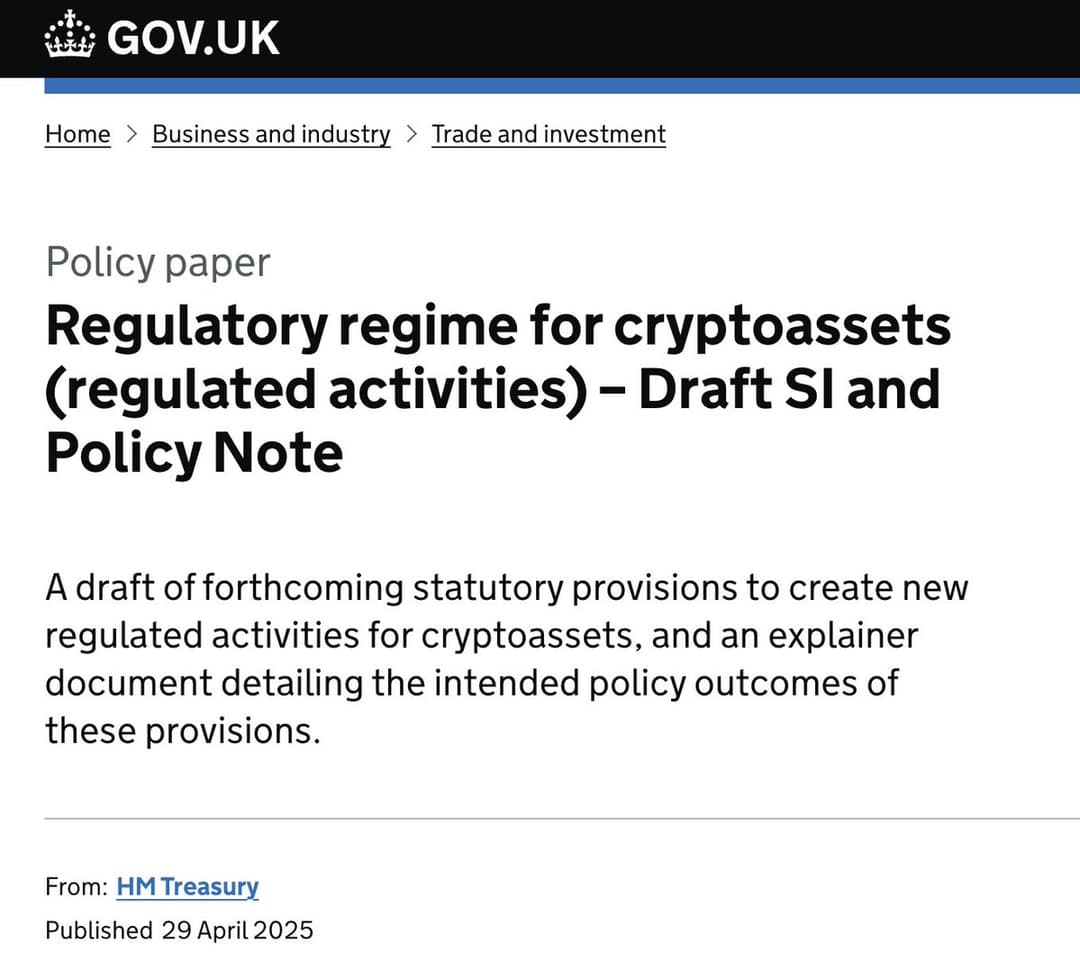 UK Unveils Draft Crypto Rules, Will Meet US Regulators in June and Issue Competitiveness Plan on July 15