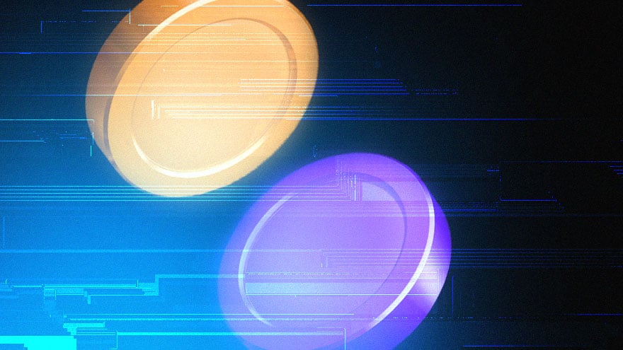 Two coins floating in space