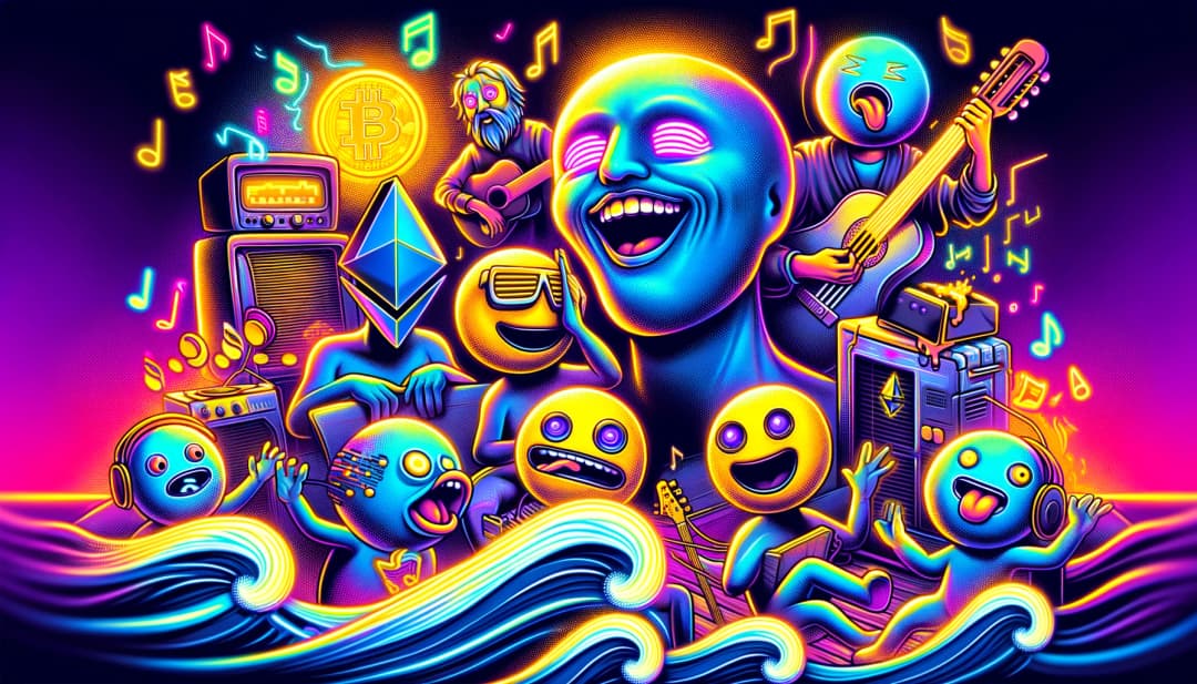 cartoon-like representations of Ethereum and Solana memecoins with exaggerated expressions