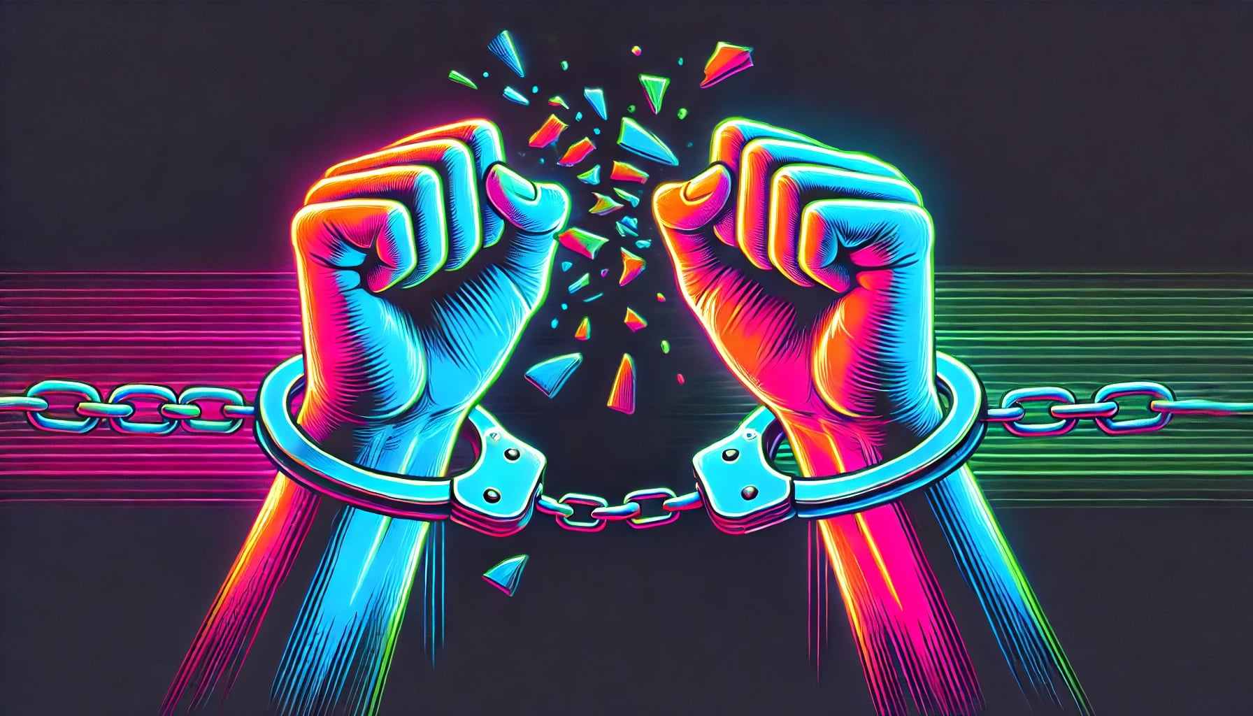 hands in handcuffs breaking free