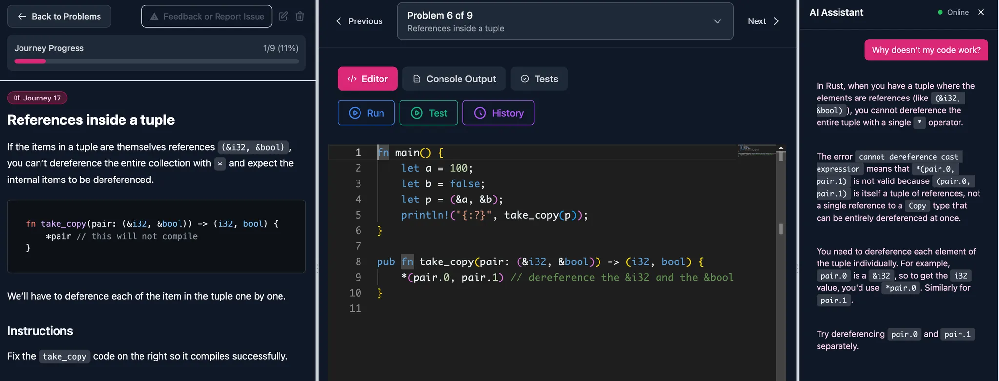 A student stuck on a problem and getting help from the AI.
