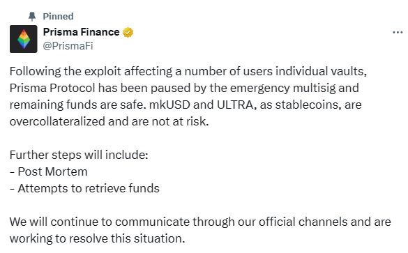 Prisma Finance Suffers Million Exploit Prisma Finance Suffers Million Exploit